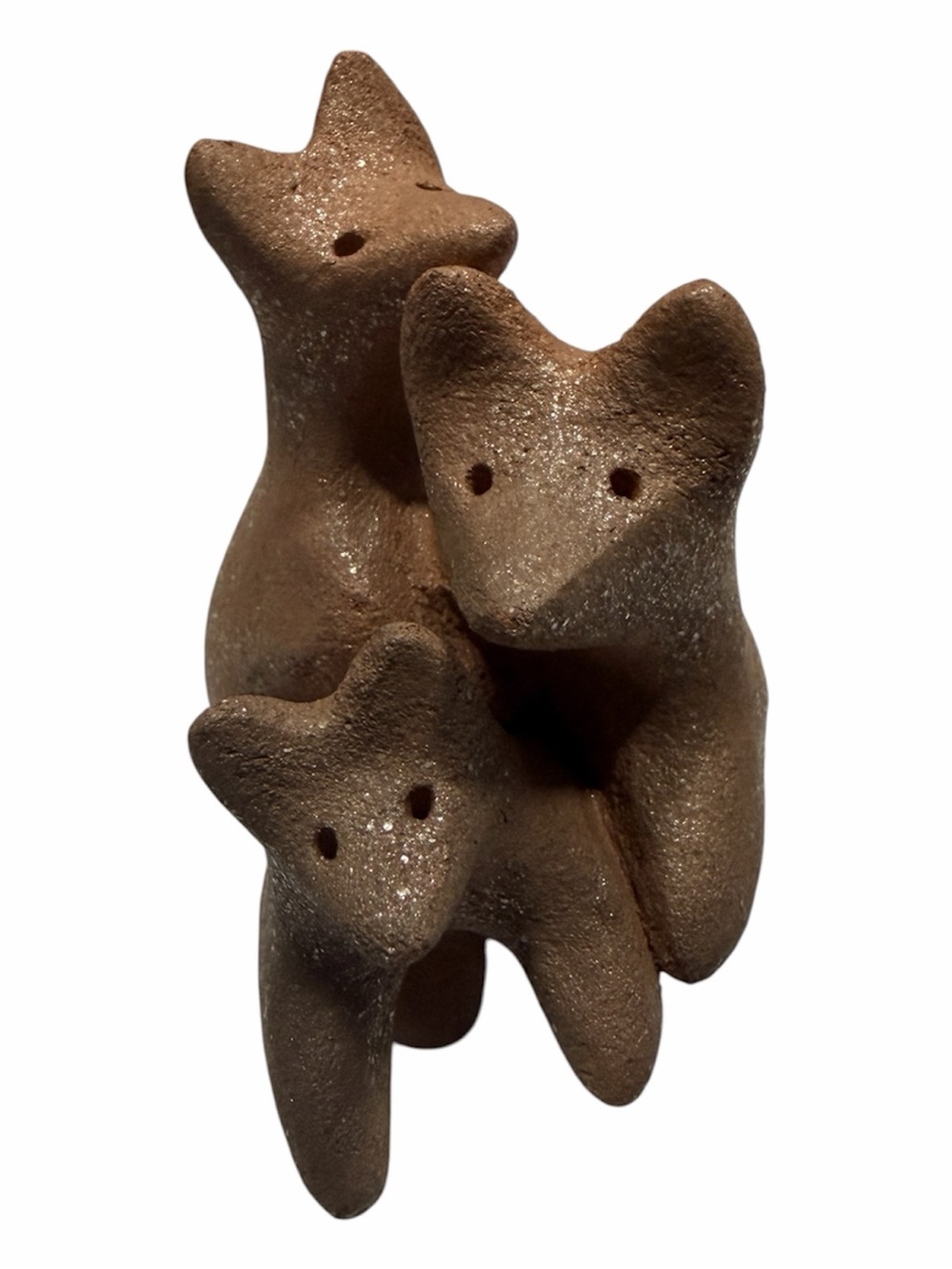 Vintage Taos Pueblo Micaceous Clay Three Bear Family Jason Mondragon Pottery